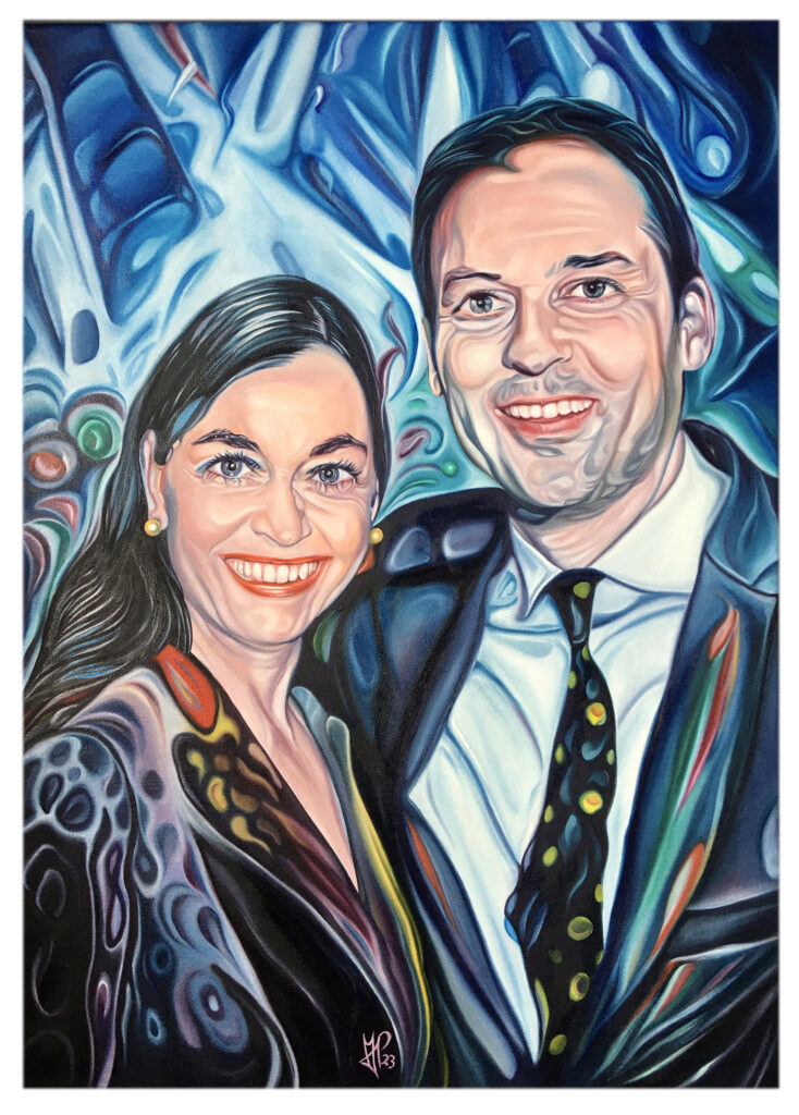 „Gabi und Thomas“, 2023, 50 x 70 cm, Öl auf Leinwand, (© Michael Pfeiffer)